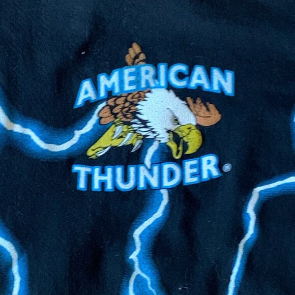 Vtg 1990s American Indian Thunder Print Lightning Thrashing Shirt T-Shirt Top - Picture 12 of 13